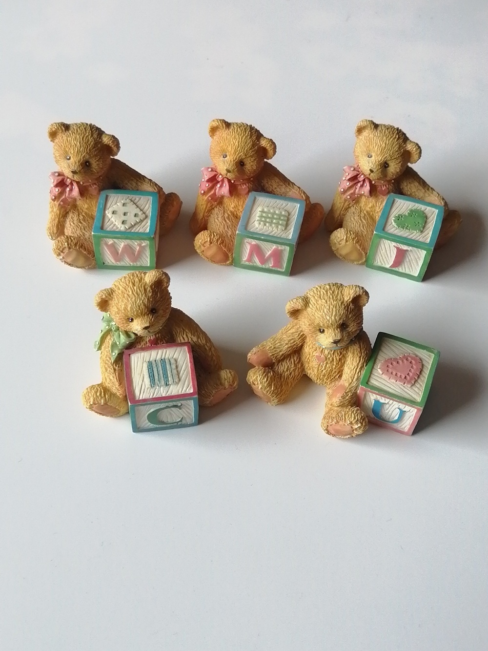 Vintage Cherished Teddies Alphabet Block Figurines (5)